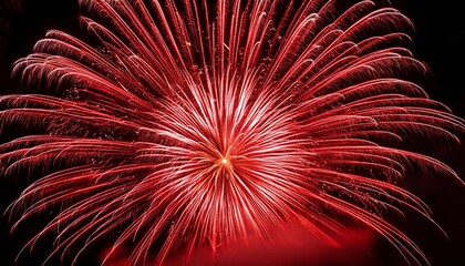red fireworks closeup in black background