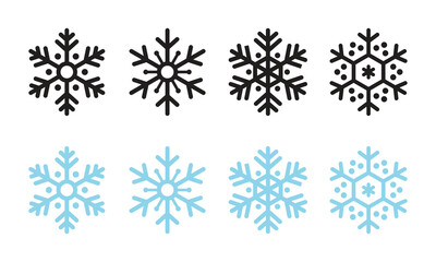 Vector Set Of Simple Snowflake Icons. Snowflake Symbols