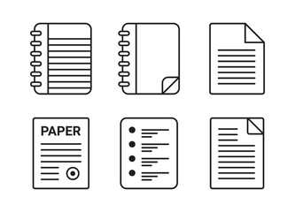 Vector Set Of Simple Paper Icon Set Outline