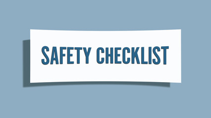 Safety Checklist. A card isolated on blue background.