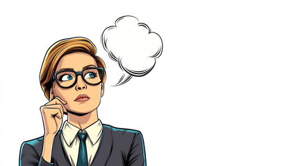 Contemplative teacher pondering ideas while preparing lessons in a vibrant comic style on a crisp white background