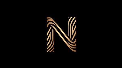 Fototapeta premium Elegant letter N logo, thin lines, serif font, minimalistic and refined 