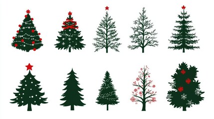 Obraz premium Seasonal Holiday Trees and Christmas Decorations Illustration