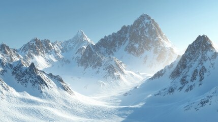 Majestic Mountain Range in Winter