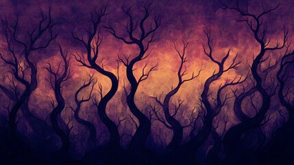 Mystical Forest Illustration Blending Pyrography and Digital Art Techniques&rdquo;