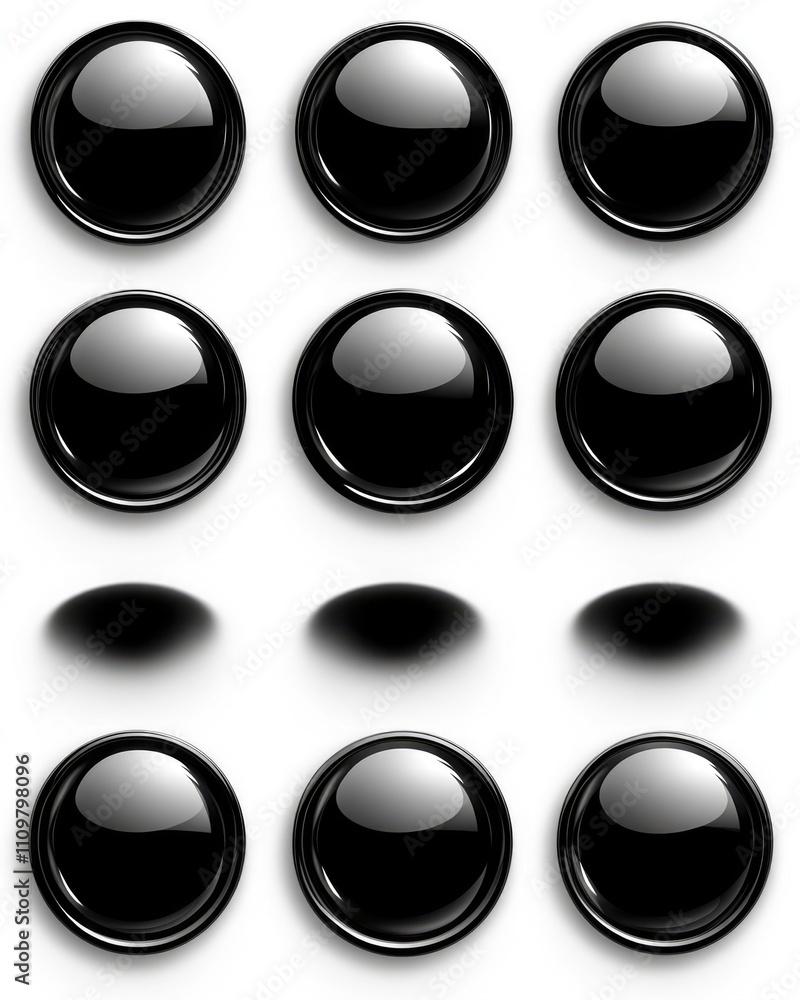 Aufkleber diverse collection of glossy black buttons for web design and cyberspace applications