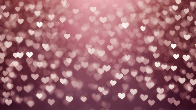 Heart shape bokeh on pink background