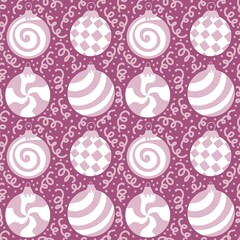 Christmas tree balls seamless winter toys pattern for wrapping paper and fabric