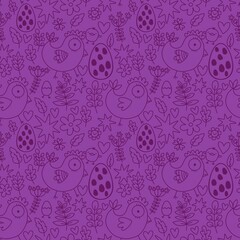 Easter chicken seamless birds pattern for wrapping paper and fabrics