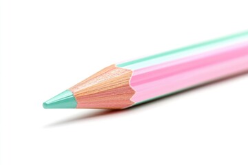 Obraz premium Vibrant Close-up of Tip-Pointed Coloring Pencils in Pink, Green, and Sky Blue - Perfect for Creative Learning and Kindergarten Activities