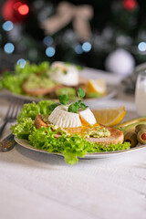breakfast toast with poached egg, avocado and lettuce