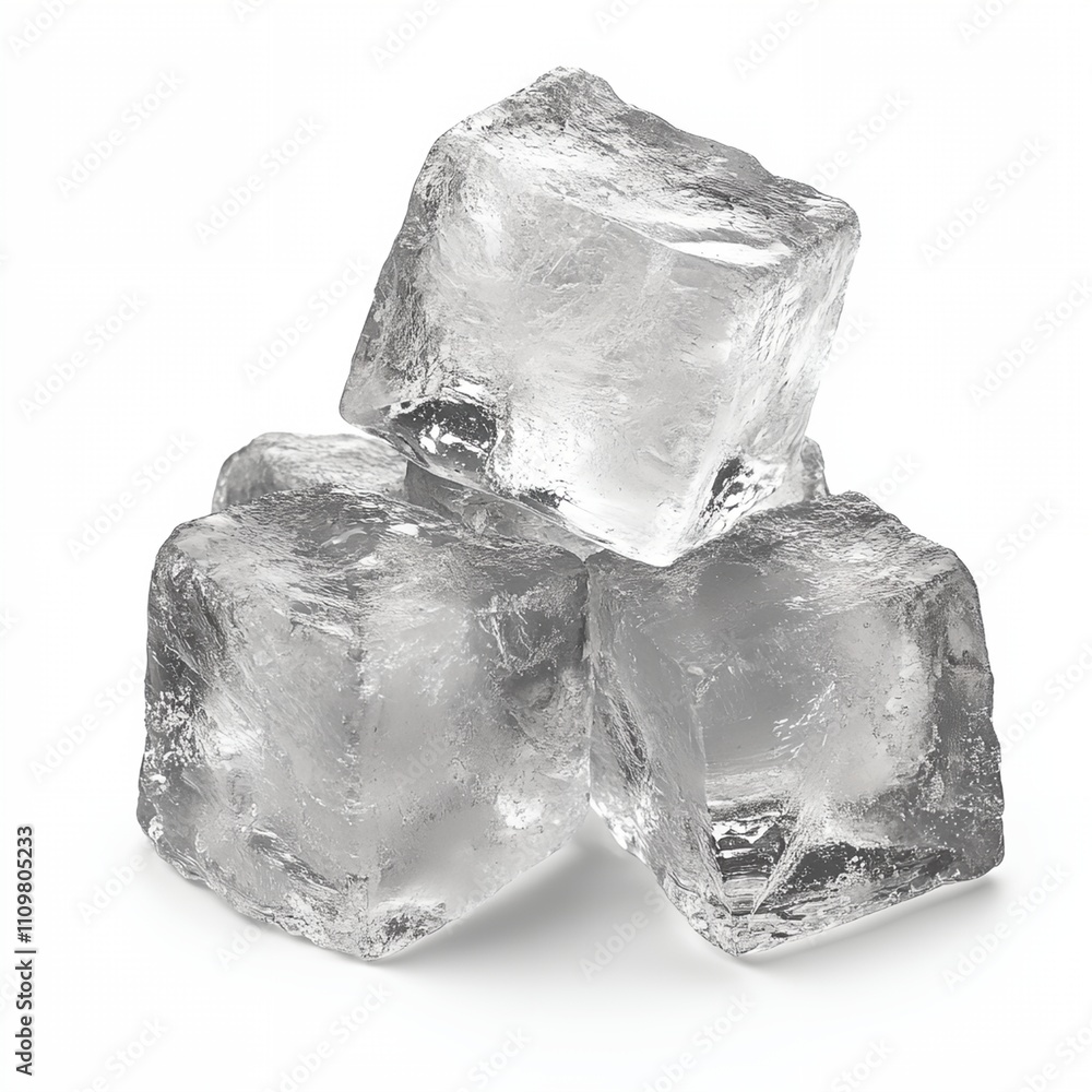 Aufkleber a stack of ice cubes on a white background. the cubes are all the same size and are piled on top of 