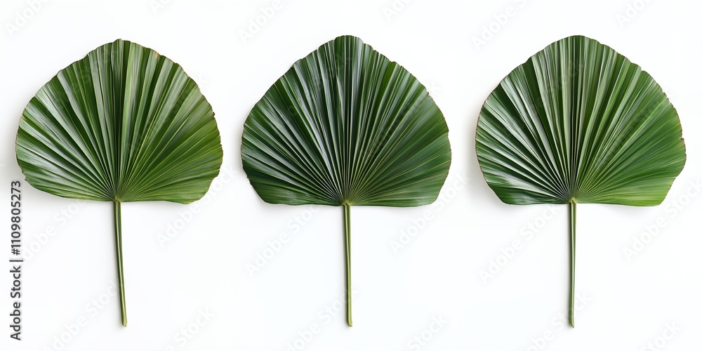 Poster three green leaves are shown in a row. the leaves are all the same size and shape. the leaves are ar