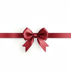 Fototapeta premium A red ribbon bow is drawn on a white background. The bow is made of satin ribbon and is red in color