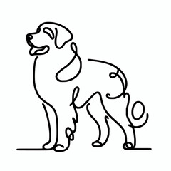 Obraz premium Kuvasz dog silhouette continuous line illustration