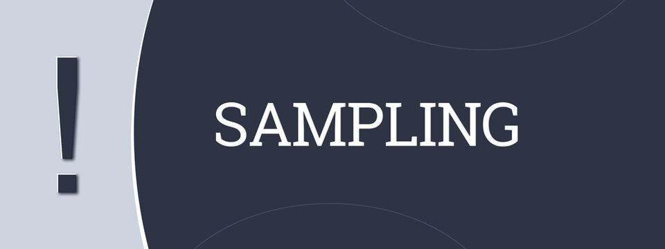 sampling. A blue banner illustration with white text.