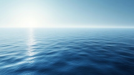 Obraz premium A tranquil ocean stretches endlessly toward the horizon under a clear sky, symbolizing peace, freedom, and the infinite possibilities of nature's vast expanse.