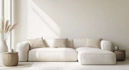 Spacious Scandinavian Studio: Bright Interior Design with Warm Pastel Hues for a Cozy Home Atmosphere