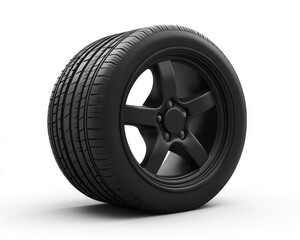 Obraz premium Pristine Car Tire. Isolated Rubber Wheel in Classic Black and White for Vehicle Essentials