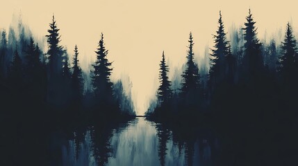 Curtains Mystical Forest Illustration Blending Pyrography and Digital Art Techniques”