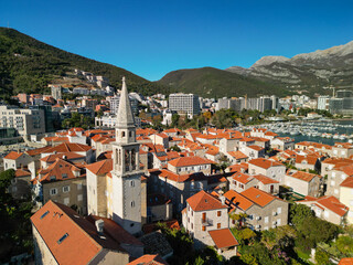 Obraz premium budva old town montenegro - drone view
