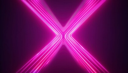 neon pink x sign light glowing bright abstract background