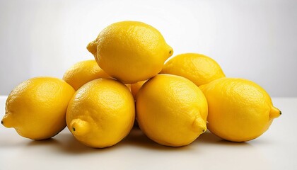 pile of lemons fruit on white background citrus organic natural healthy food vegetarian diet