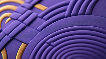 Obraz premium Intricate purple and gold geometric pattern with textured circular and linear designs, AI