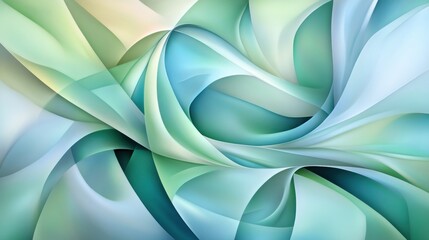 Obraz premium Abstract waves of green and blue create a soothing, fluid motion, AI
