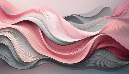 flowing abstract waves in soft pink and gray tones create a serene atmosphere in design
