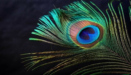 Obraz premium vibrant peacock feather on dark background