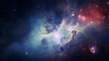 Exploration of Vibrant Cosmic Clouds in a Breathtaking Space Background Showcasing Distant Stars and Galaxies