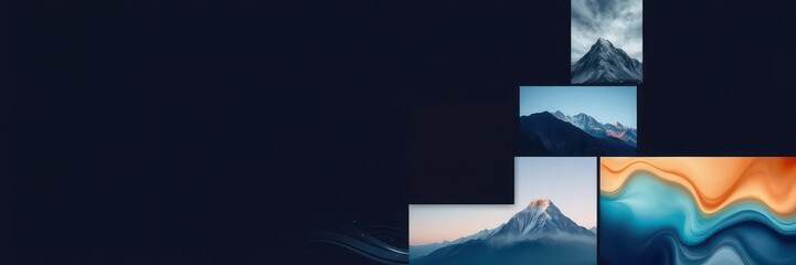 A collage design with various photos overlapping each other in an artistic arrangement, layout, photos, concept