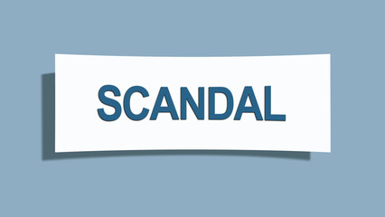 Scandal. A card isolated on blue background.