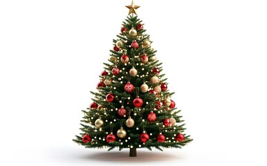 Decorated Christmas tree with red and gold ornaments