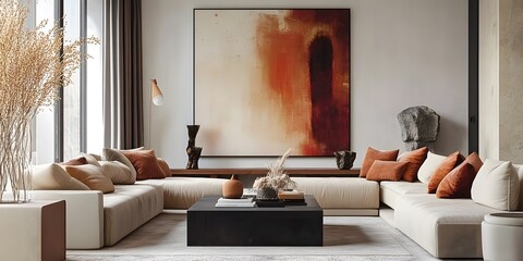 Modern Living Room Interior Design With Abstract Artwork
