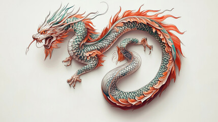 Obraz premium dragon tattoo on white background.ai generative