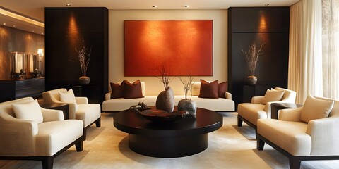 Elegant Living Room With Modern Furniture And Artwork