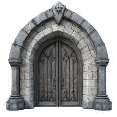 The door is made of stone and has a Gothic arch design