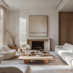 Minimalist Living Room Interior Design Featuring Neutral Tones