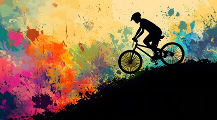 Colorful Abstract Background Featuring A Cyclist Silhouette
