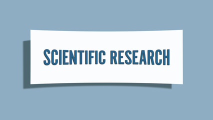 Scientific Research.. A card isolated on blue background.