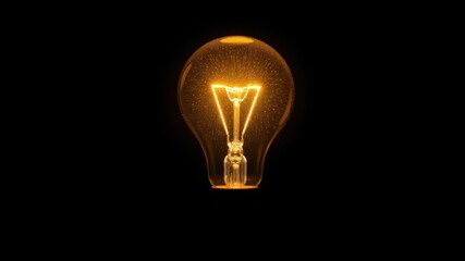 A glowing light bulb on a dark black background, invention, illumination, creative