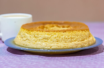 Milk ans eggs Pudding or Pudim de leite. Brazilian dessert homemade caramel custard pudding. Traditional brazilian flan