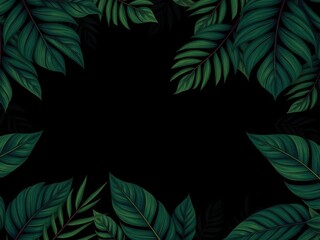 Fototapeta premium Dark and mysterious pattern of exotic leaves, foliage, exotic leaves