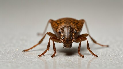 Close-up of a brown beetle on a surface.