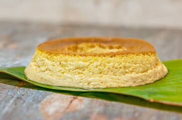 Milk ans eggs Pudding or Pudim de leite. Brazilian dessert homemade caramel custard pudding. Traditional brazilian flan