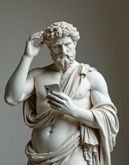 statue with phone