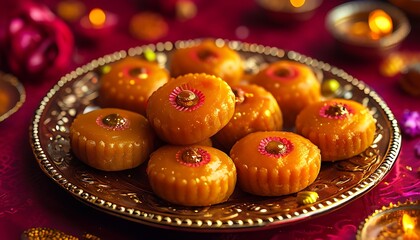 decorated plate with diwali sweets