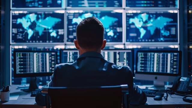 A man working on a laptop. Save and preserve personal data. The concept of digital security. Generate AI.
